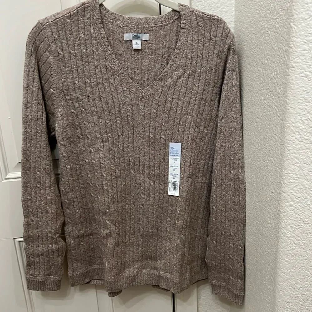 Croft & Barrow Sweater Java Brown Long Sleeve VNeck Comfortable Lightweight XL